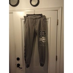 Mark Ecko Grey Black Jogger Pants Logo Pockets Draw String Waist Men Size Small